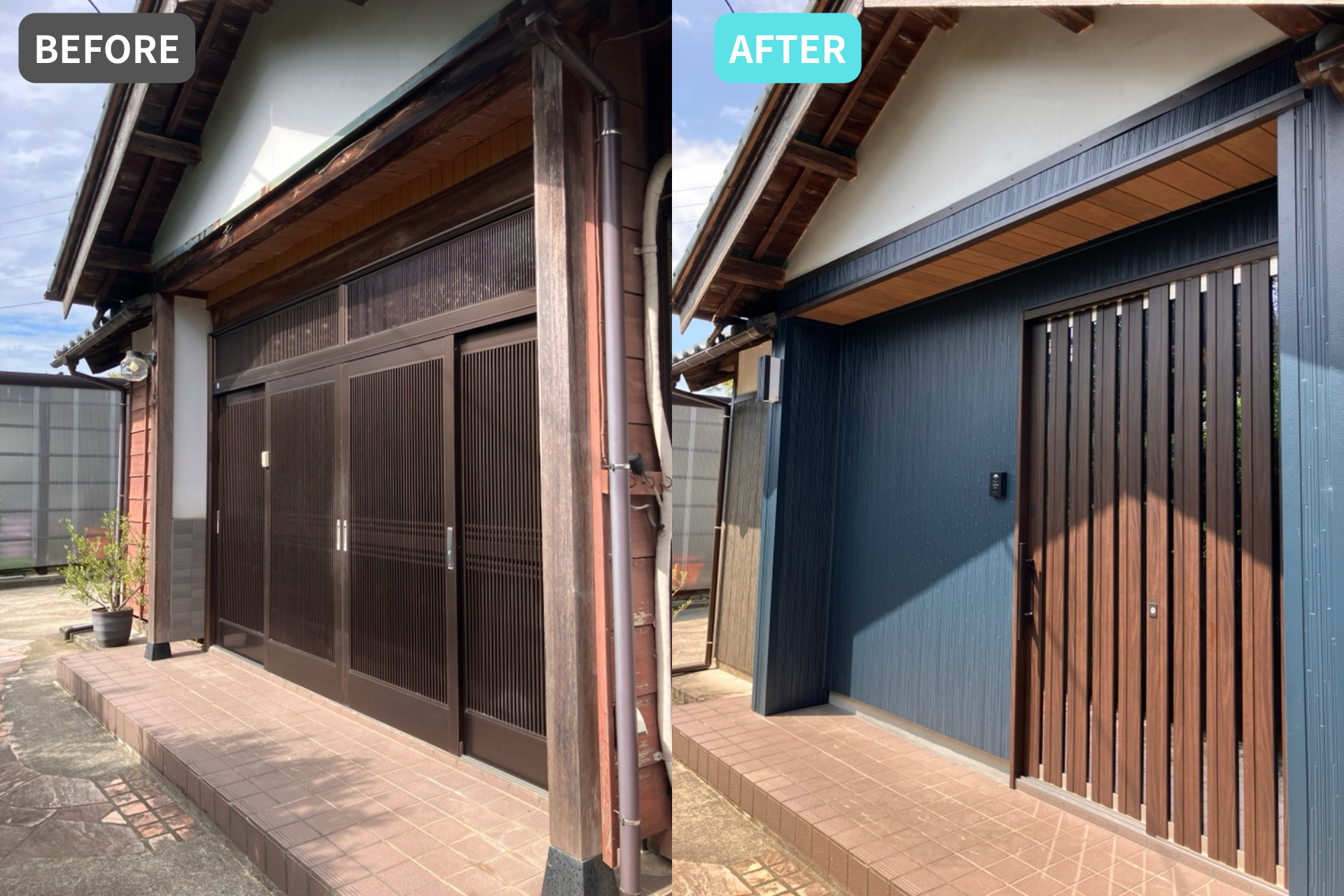 【新潟市秋葉区】広すぎる玄関を減築して寝室を拡張！断熱玄関引戸「れん樹」と外壁張替リフォーム